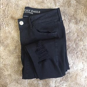 American Eagle Black Ripped Jeggings